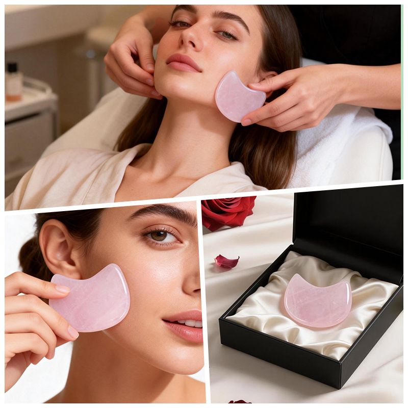 60Mm cabeça de gato pó natural ornamento de cristal facial elevador massageador crescente gatinho cristal rosa produtos de beleza