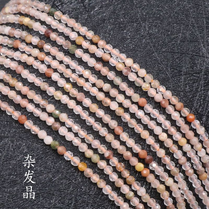 260-Agate cristal de pedra preciosa 2mm corte contas redondas turmalina romã água-marinha contas soltas DIY chapelaria gancho de cabelo borla