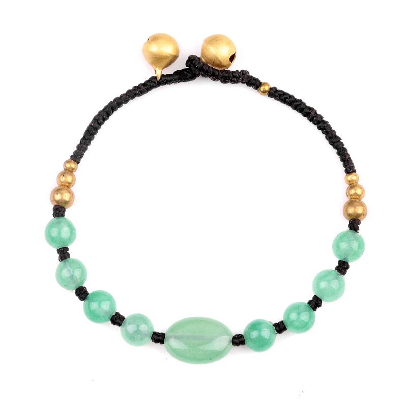 2048-Pulseira trançada de sino de cobre de ametista natural, pedra de olho de tigre em pó de cristal Dongling pulseira oval de jade.