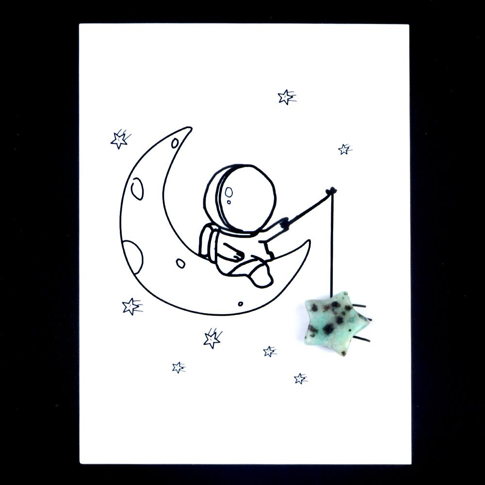 1817-Card Series 15mm Pentagrama Natural Crystal Agate Fun Card