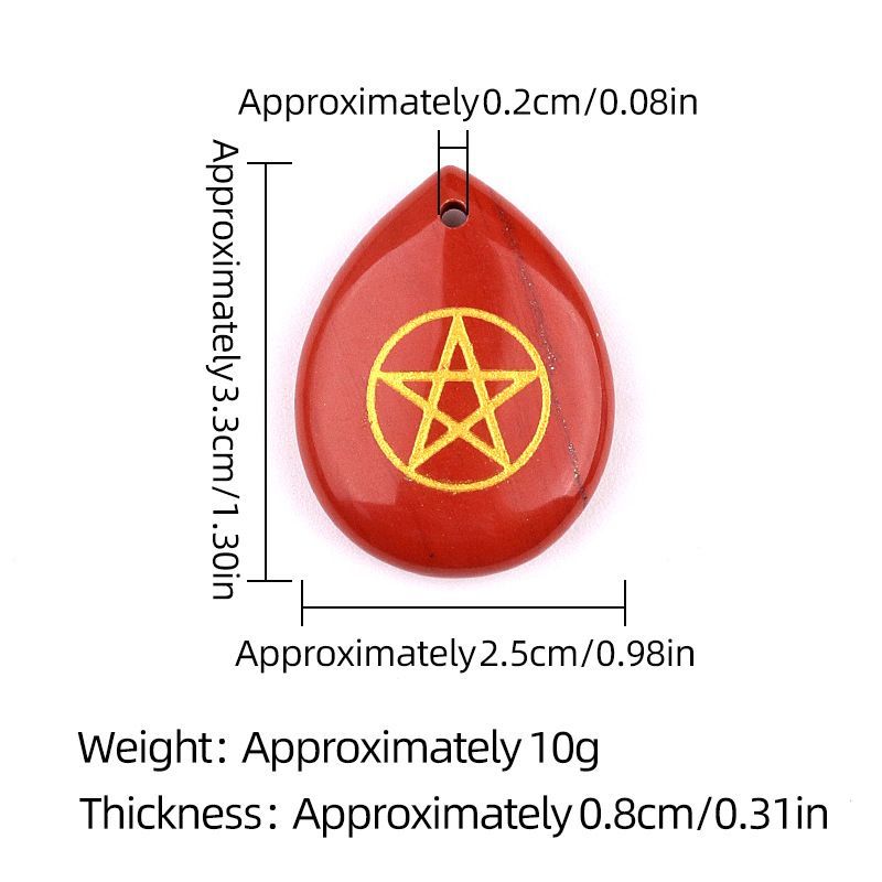 2190-Pentacle roxo rosa branco cristal gravado pentagrama símbolo gota de água pingente colar DIY pingente de jóias