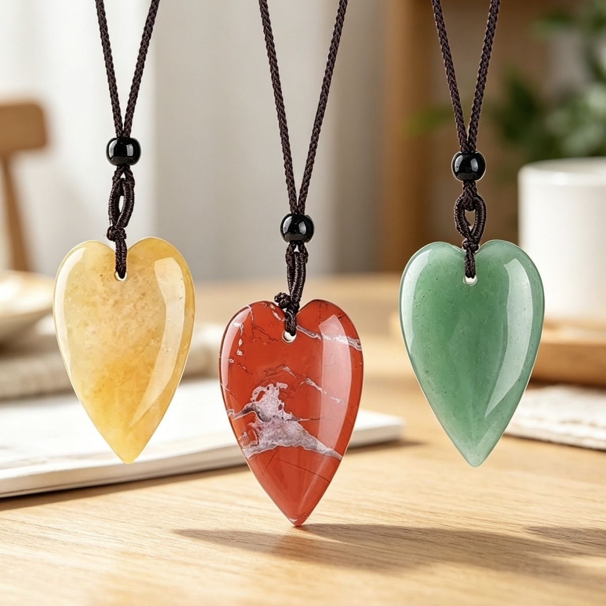 Colar de amor de cristal natural de 40mm, pingente de coração de pêssego de pedra de ágata gravado em forma de coração.