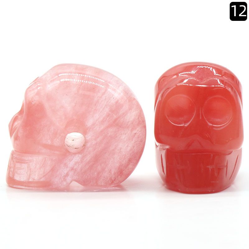 1365-Acessórios de pingente de cabeça fantasma de crânio de pedra semipreciosa de cristal natural, artesanato de Halloween pequenos ornamentos