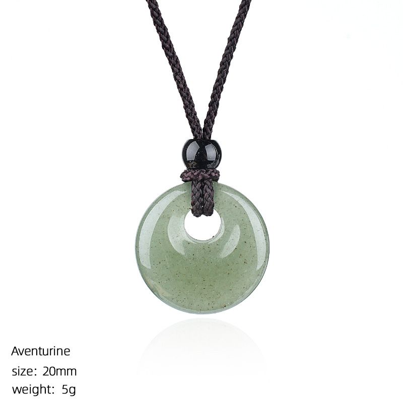 Pingente de fivela de segurança de cristal natural de 20Mm, colar de fivela de princesa redonda com grande buraco gravado em pedra selvagem, presente de Natal.