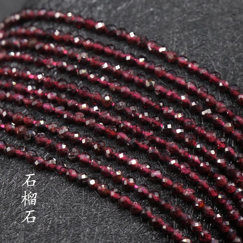 258-Turmalina cristal granada água-marinha padrão vermelho corte 3 mm contas soltas DIY pequenas contas redondas acessórios material