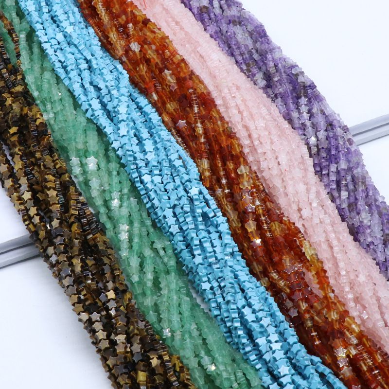 Contas de estrela de cinco pontas de jade de ágata de cristal, contas soltas de estrela DIY pulseira colar brincos acessórios materiais
