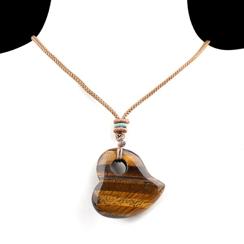 2334-Colar de coração de pêssego de ágata de cristal natural 30mm torto pingente de coração de pêssego pingente de jóias DIY