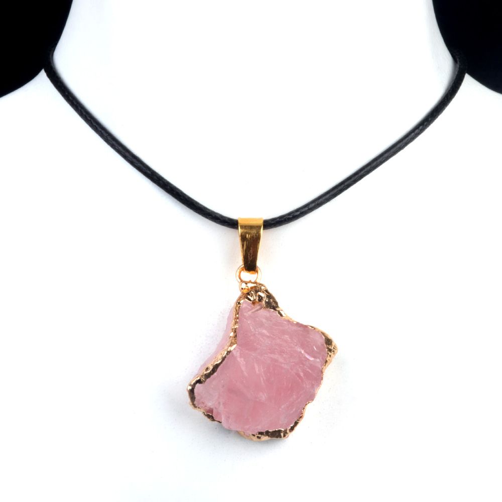 1903-25 ~ 35Mm ametista pedra bruta dourada pingente amarelo rosa branco cristal pedra colar irregular