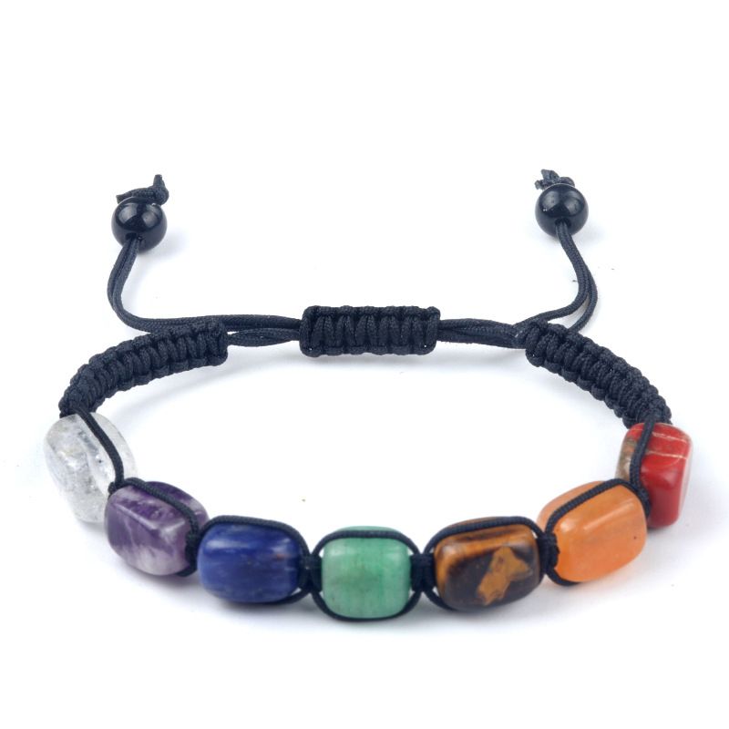 1685-Pó de cristal tigre olho ametista tecido pulseira de pedra de cristal natural chakra yoga jóias