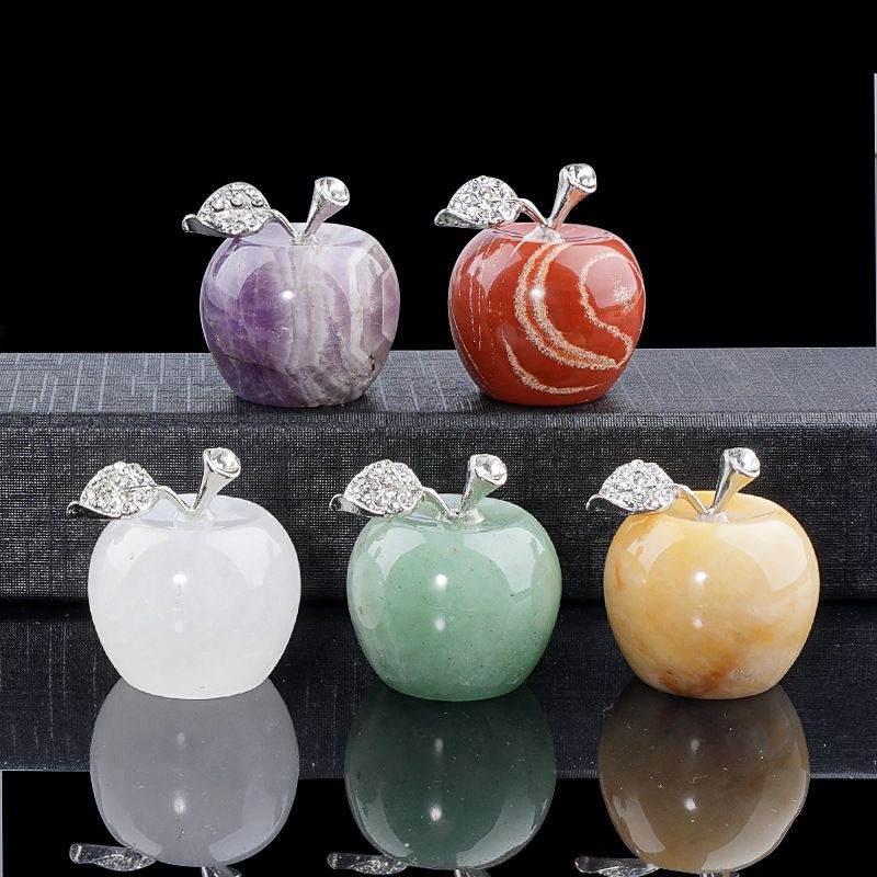 Transfronteiriço 30mm ornamento de maçã de pedra natural Presente de Natal Véspera de Natal decoração de mesa cristal ágata maçã grande