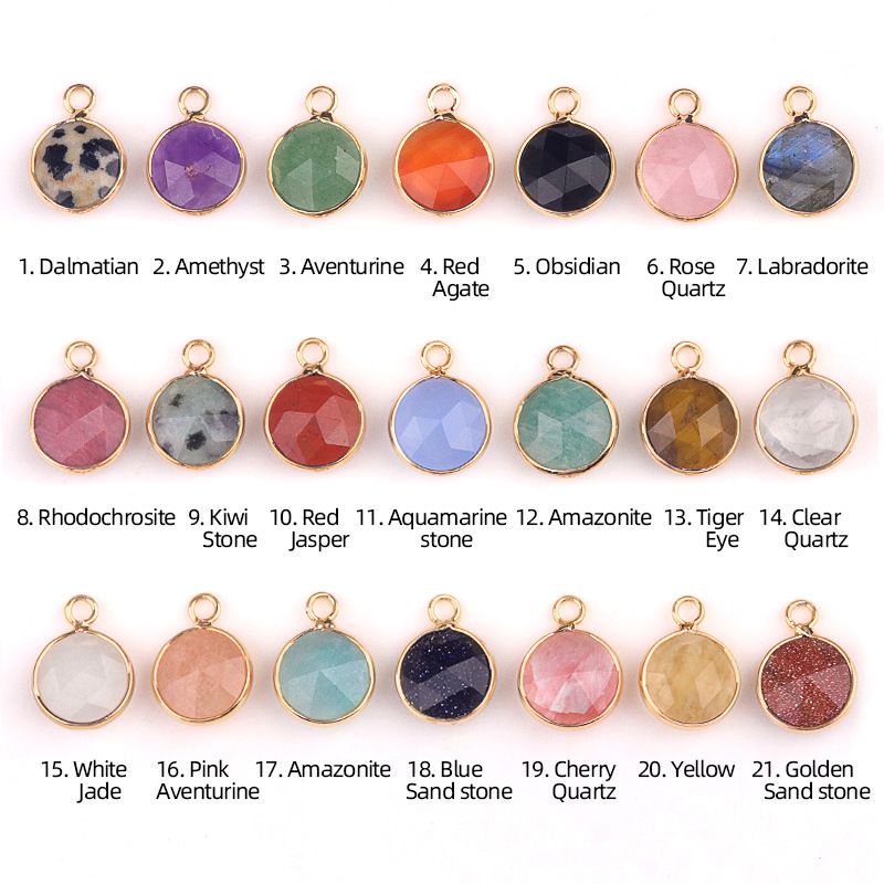 1825-Cristal natural ágata cobre bainha 10mm pingente de seção redonda DIY jóias colar brincos acessórios