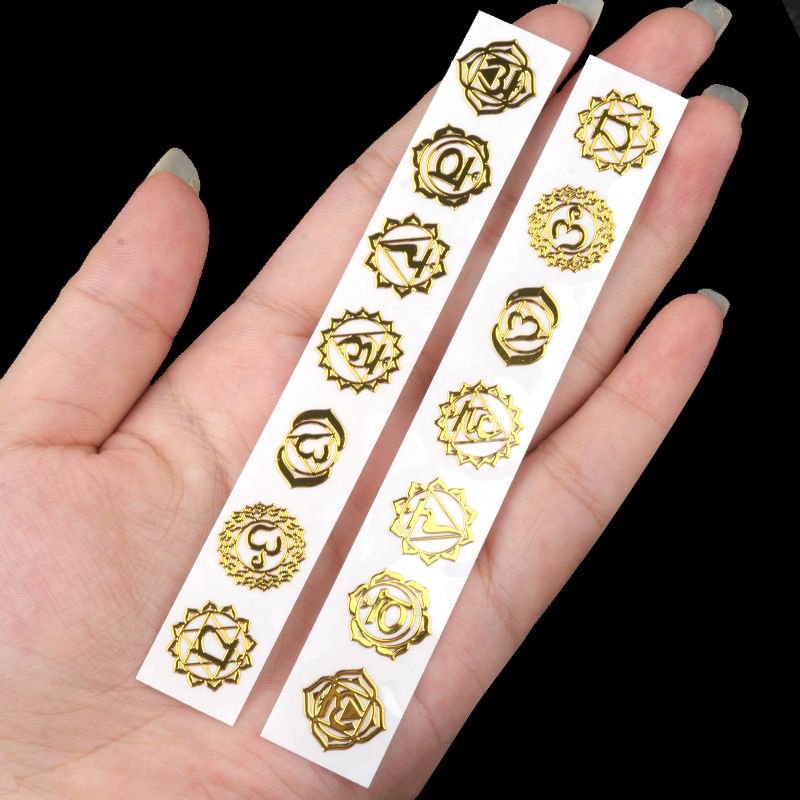 Adesivo de metal com símbolo de chakra 6130, adesivo de cobre com símbolo de ioga 7PCS 1-1.3 cm