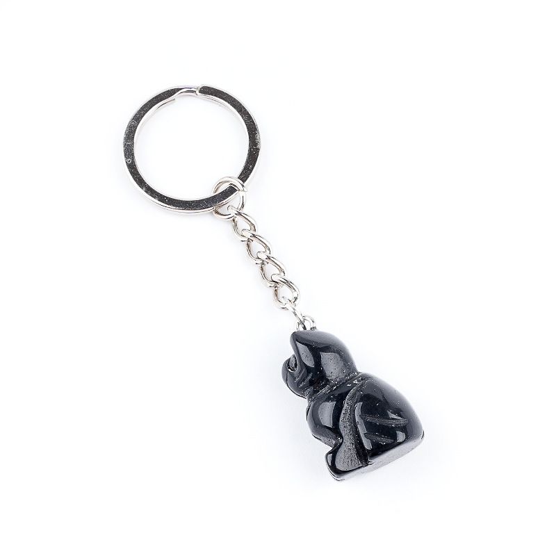 1943-Gravado gatinho chaveiro, pedra de cristal gravado animal pingente chaveiro