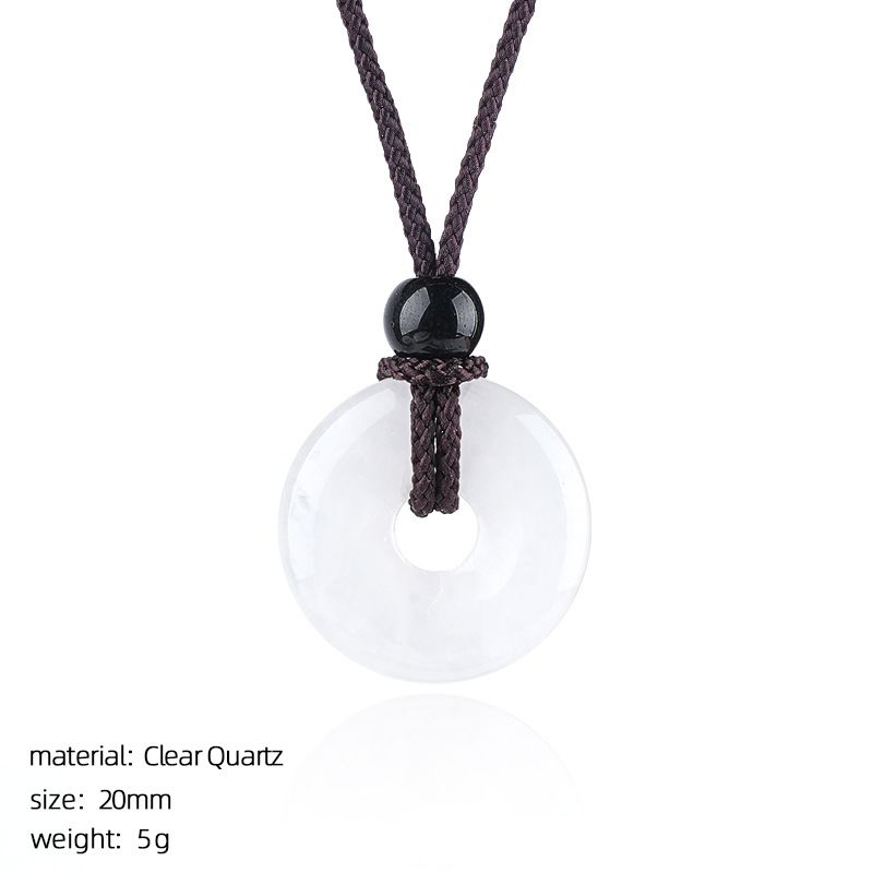 Colar de fivela de segurança de ágata de cristal 20Mm Nova pedra natural chinesa gravada em volta de ágata pingente de fivela de segurança nostálgica