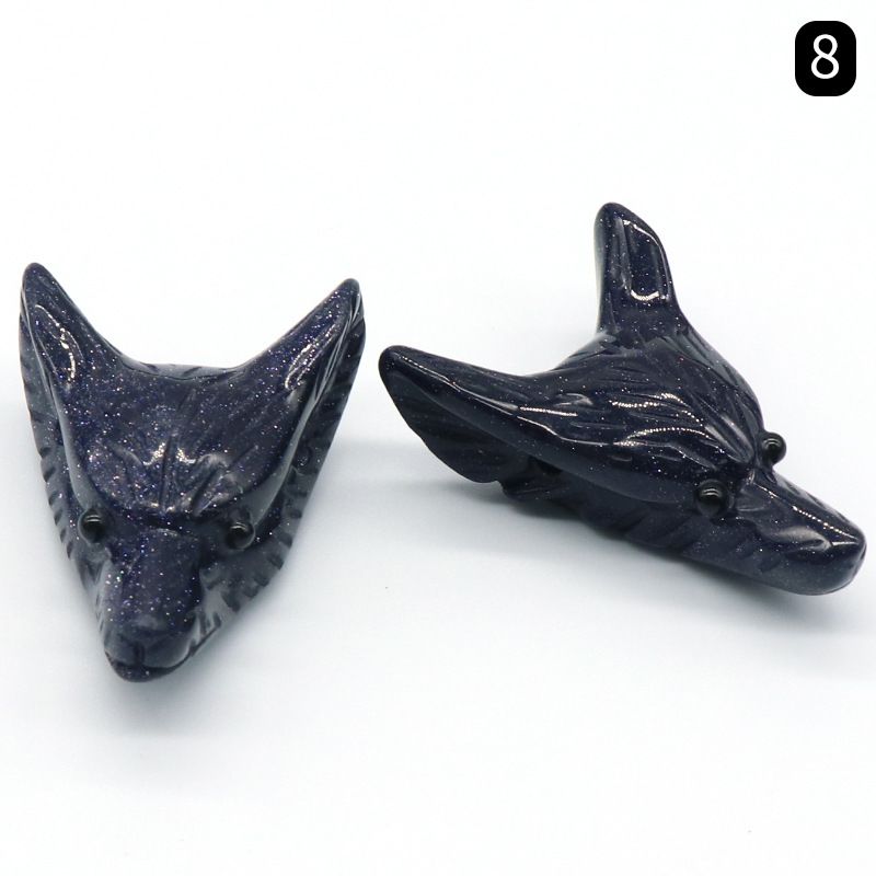 Pingente de cabeça de lobo gravado em cristal, pedra olho de tigre, cristal em pó, pedra de ágata, animal gravado em pedra semipreciosa.