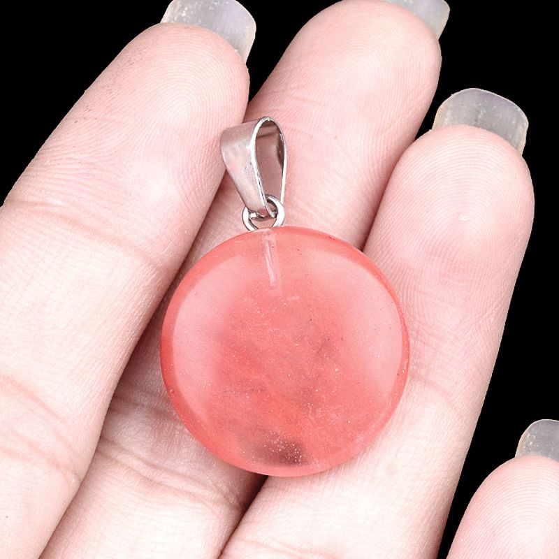 1821-20Mm cristal ágata jade redondo pingente plano, pingente de disco de pedra semipreciosa acessórios de jóias DIY