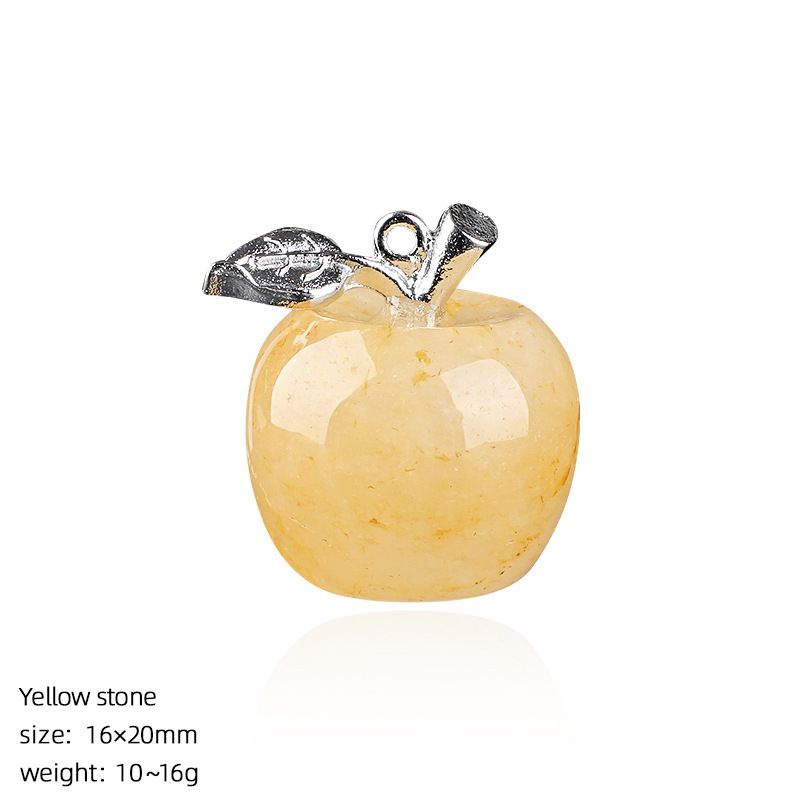 Maçã de cristal natural de 20Mm, colar artesanal de presente de Natal de véspera de Natal, pingente de maçã pequena de pedra natural.