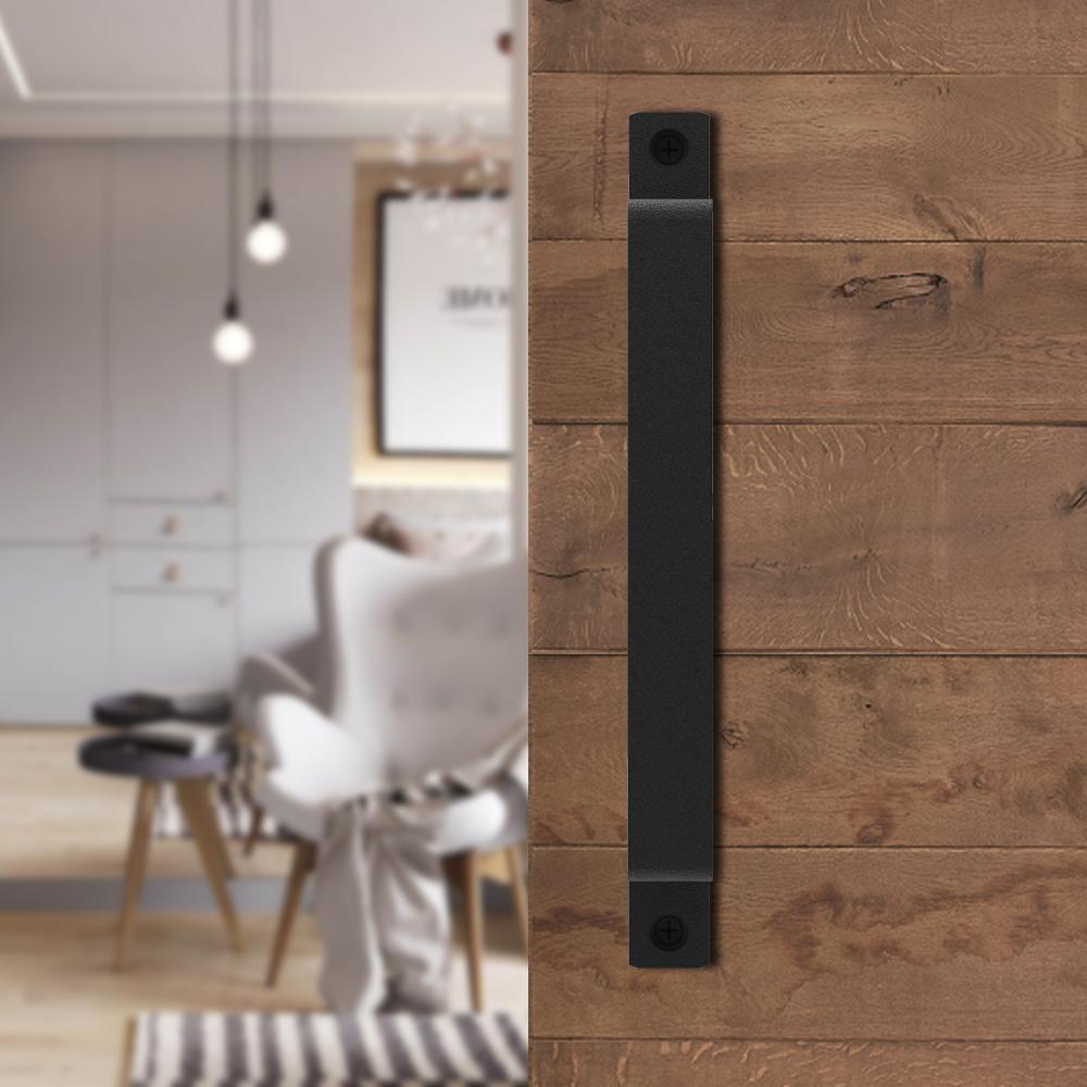 10 in. Black Steel Sliding Barn Door Handle
