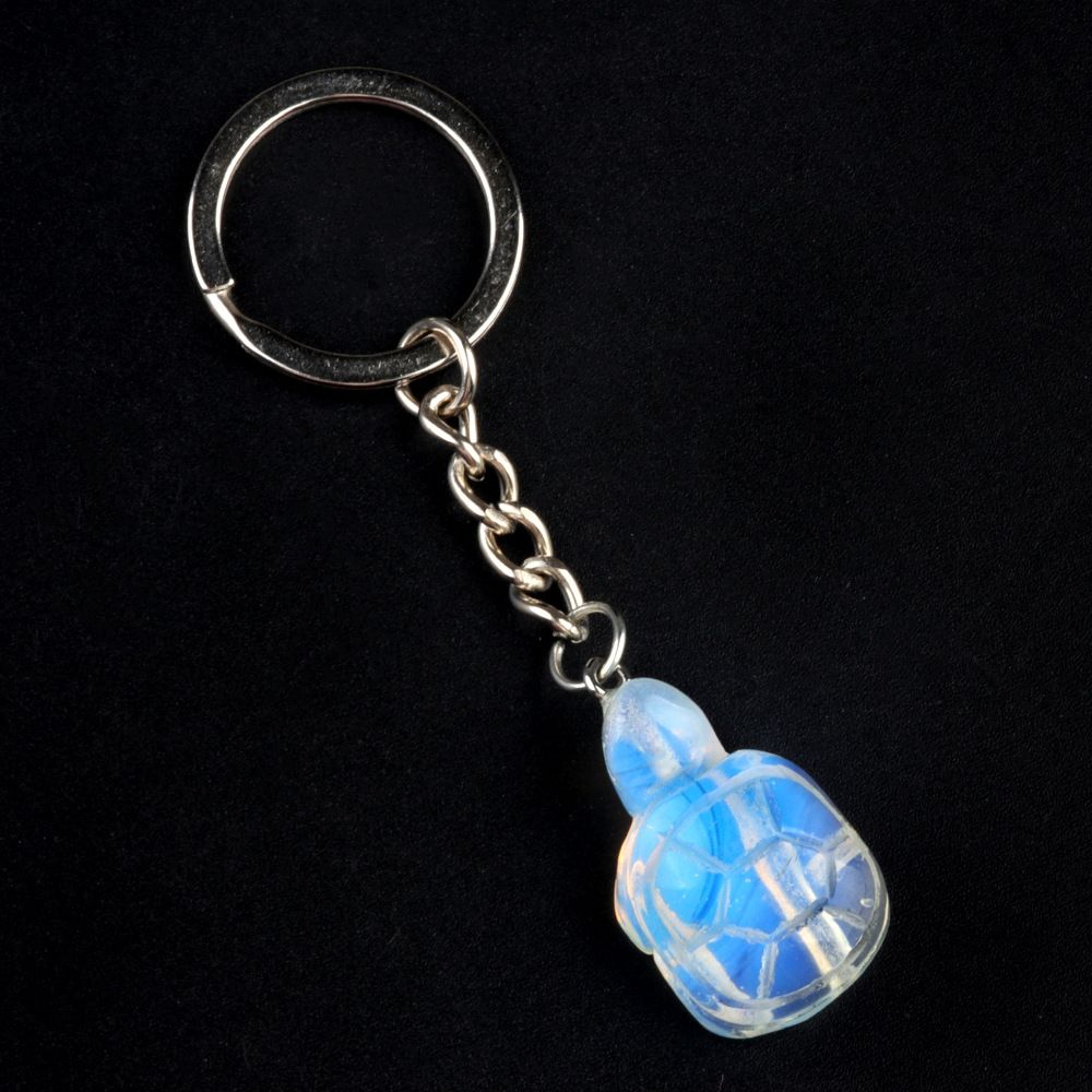 1944-Chaveiro de tartaruga pequena, agate de cristal pingente de chave de animal gravado em pedra semipreciosa