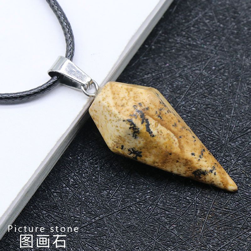 Pingente de Cristal Natural Hexagonal Cone Cônico Hexagonal Rômbolo Pêndulo eBay AliExpress Jóias