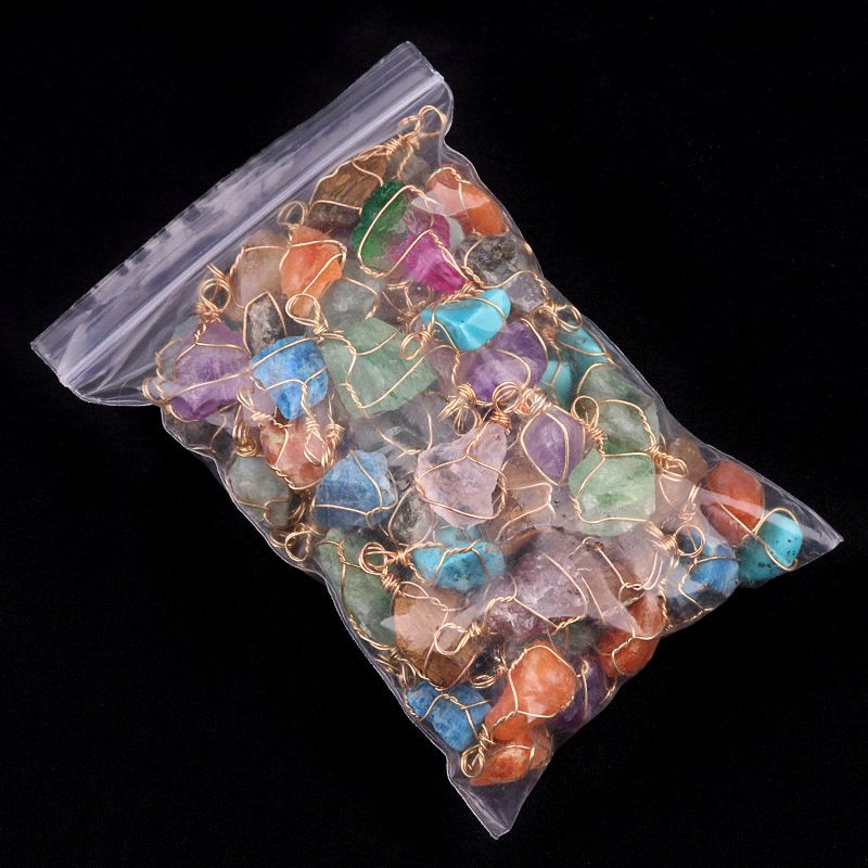 2193-15~ 25 mm de cristal rosa roxo olho de tigre pedra áspera enrolamento pingente brincos de jóias DIY acessórios