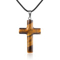 1488 Colar de cruz de cristal natural de 40 mm de venda quente elegante versátil grande pingente de cruz de ágata redonda