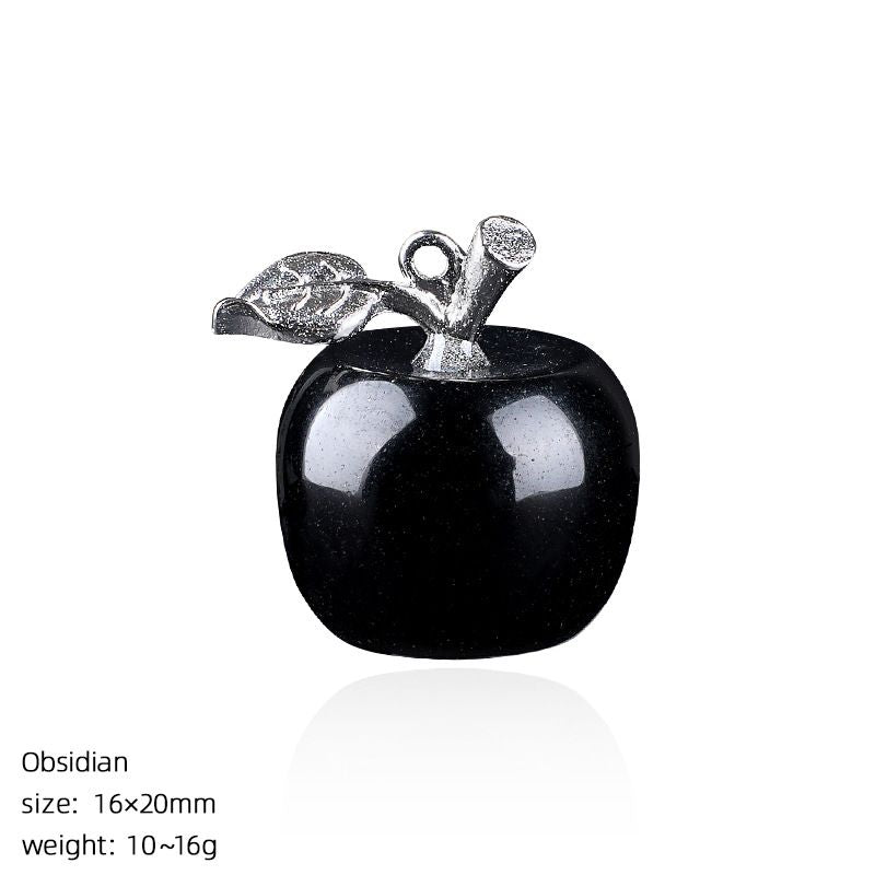 Maçã de cristal natural de 20Mm, colar artesanal de presente de Natal de véspera de Natal, pingente de maçã pequena de pedra natural.