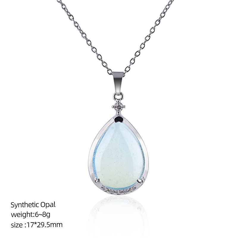 Pingente de gota de água de cristal natural popular com corrente de clavícula incrustada de cobre diamante colar de gota de água de ametista natural