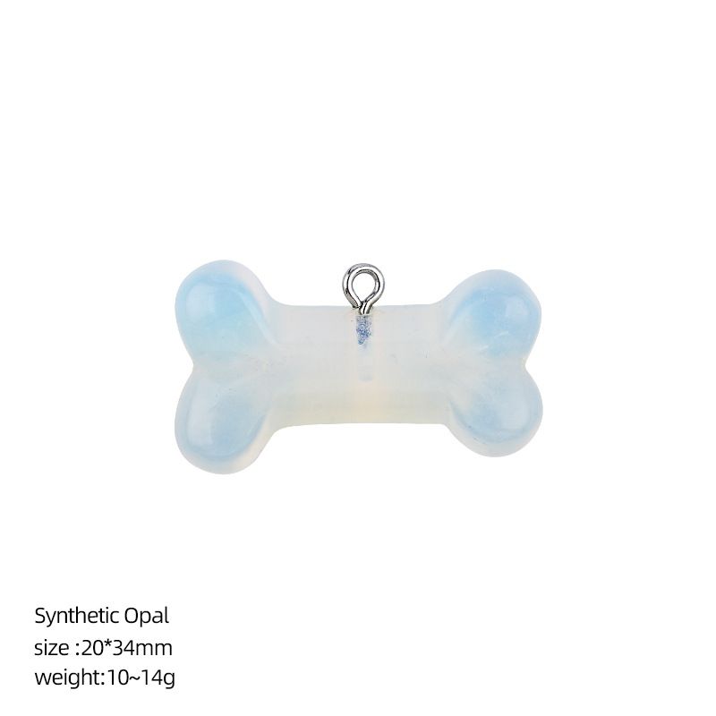 Pingente de osso de cristal natural DIY colar pingente filhote de cachorro acessórios pedra ágata gravada osso