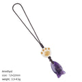2431 Pingente de peixe pequeno de cristal natural bolsa de chave de telefone celular decoração de pedra natural gato bonito garra pingente de peixe pequeno