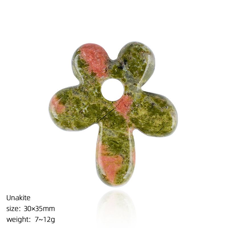 Pingente de flor de cinco pétalas de pedra natural colar artesanal antigo corrente de suéter decorativo em forma de flor pétalas de cristal natural