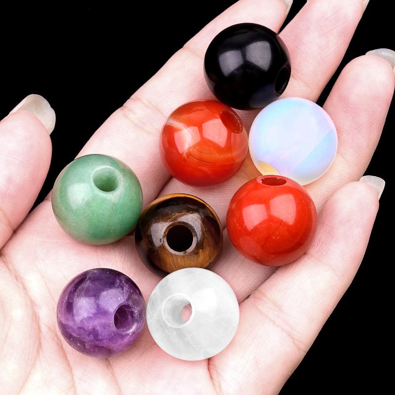 2019-Grandes contas de buraco de cristal natural ágata pedra grande buraco solto contas 18mm buraco 5mm DIY jóias materiais de vestuário