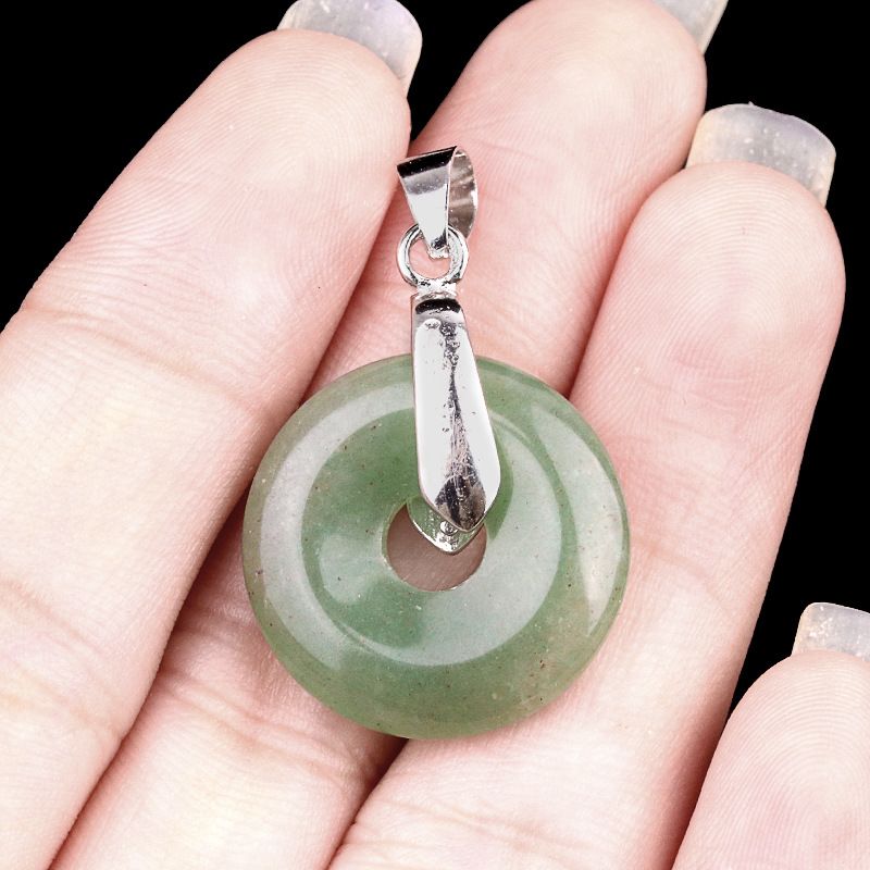 2078-Acessórios de pingente de fivela de segurança para os olhos de ametista, colar de donut de cristal de jade dongling