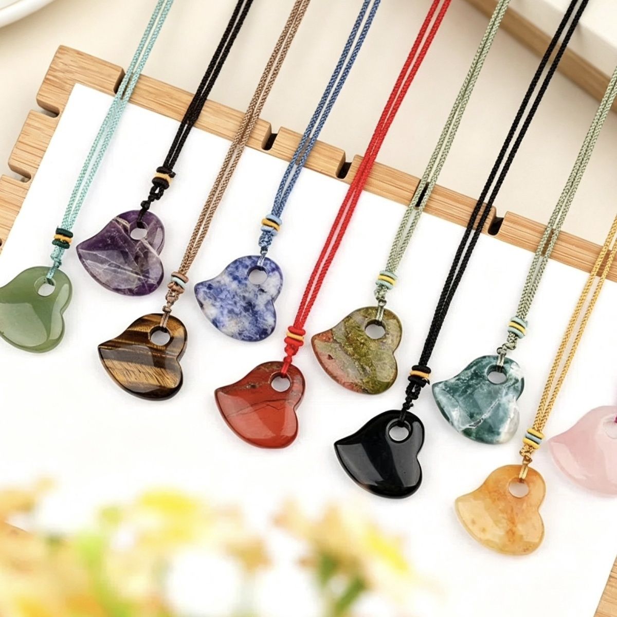 2334-Colar de coração de pêssego de ágata de cristal natural 30mm torto pingente de coração de pêssego pingente de jóias DIY