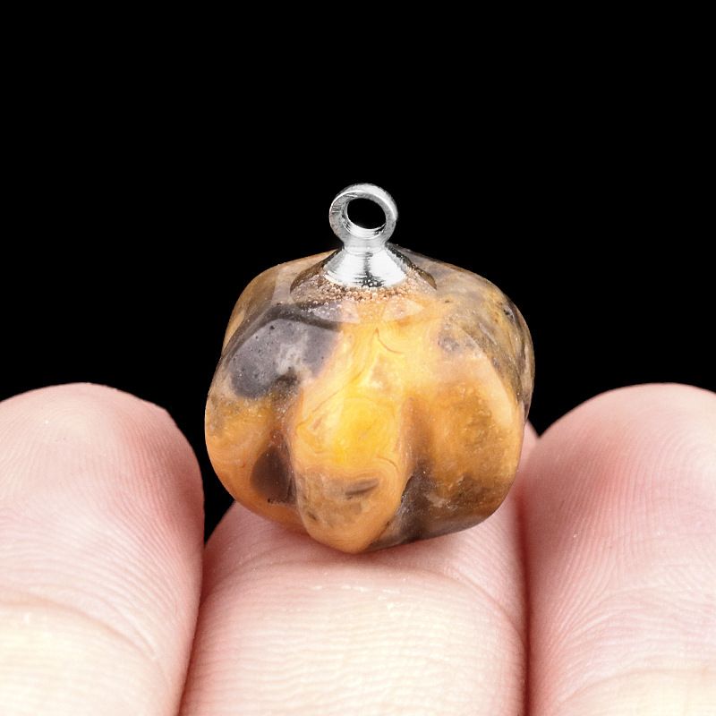 1639-10X13mm pingente de abóbora, meia pedra do tesouro de ágata de cristal abóbora gravada DIY material de jóias