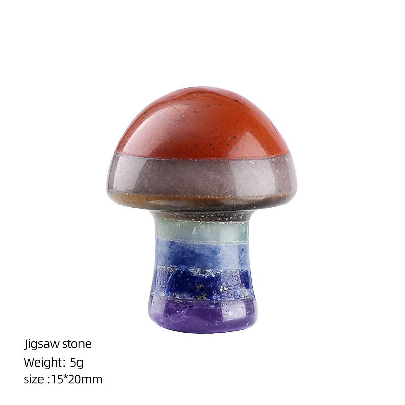 Pingente de cogumelo de cristal natural colorido Chakra de emenda de pedra preciosa de ágata de sete cores pequeno colar de cogumelo