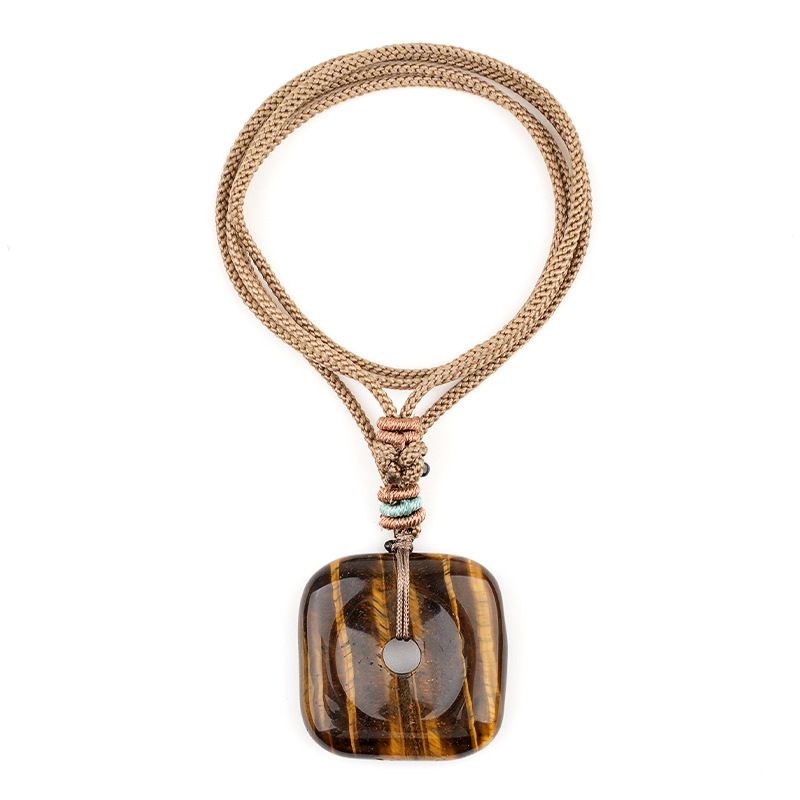 2328-Colar de fivela de segurança quadrado tecido de 30 mm de ágata de cristal natural venda quente em pontos turísticos