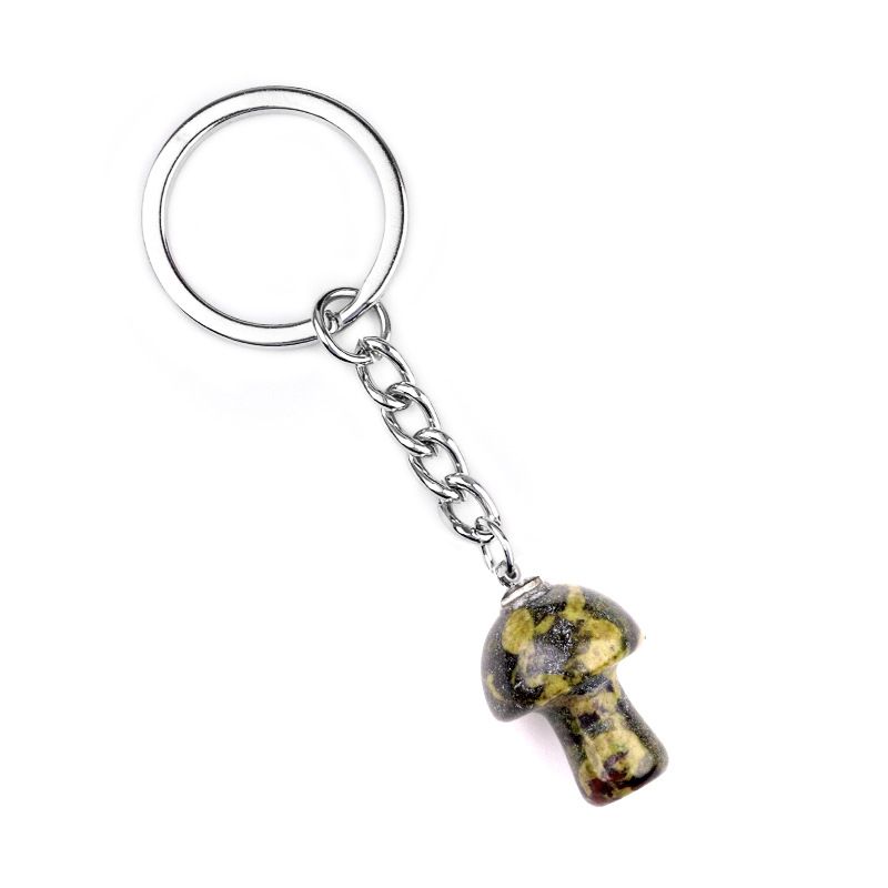 1324-Pedra de cristal natural de ágata 2cm pequeno cogumelo chaveiro pingente bonito saco de jóias pingente pequeno presente