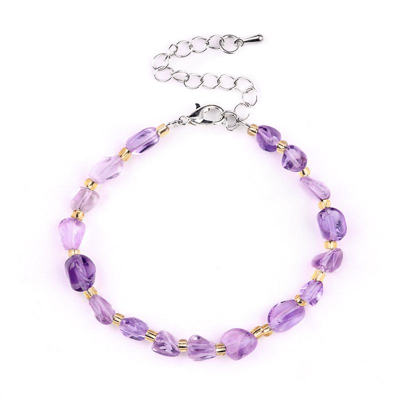 2077-Pulseira de ametista cristal azul turmalina cabelo cristal pulseira de pedra irregular mercadoria cênica