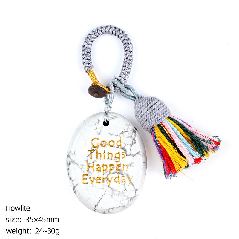 2469 Cristal natural palma de pedra chaveiro criativo saco reboque pendurado decorativo letras ágata mindfulness pedra pingente