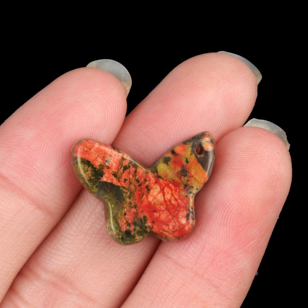 1765-Pingente de borboleta de pedra de ágata de cristal natural DIY pulseira de borboleta de pedra natural acessórios de colar