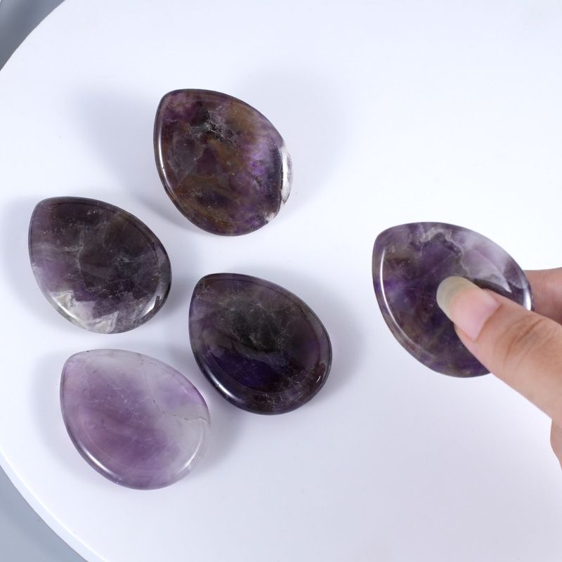 Água gota descompressão palma pedra cristal natural ágata ranhura polegar pressione alça esquecer preocupação pedra