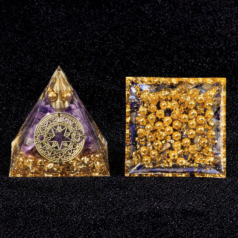 Série 2115-Q Pirâmide de cascalho de cristal de 6cm, ornamento doméstico de artesanato de resina epóxi