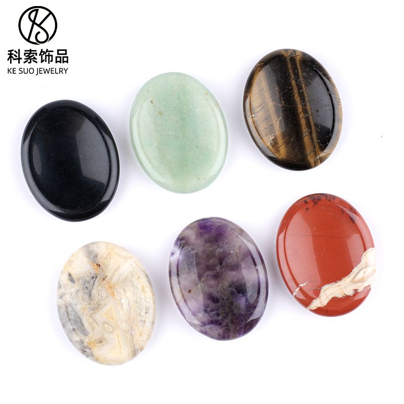 Pedra de cristal natural, prensagem e raspagem de novo produto transfronteiriço 35 * 45 ranhura oval de ágata nepenthes pedra de palma