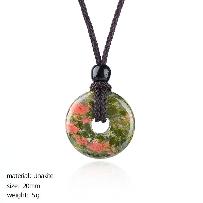 Colar de fivela de segurança de ágata de cristal 20Mm Nova pedra natural chinesa gravada em volta de ágata pingente de fivela de segurança nostálgica