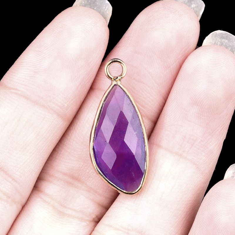 2099-11X21mm ametista cobre bainha pingente de gota de água em forma especial brincos DIY gancho de cabelo acessórios material