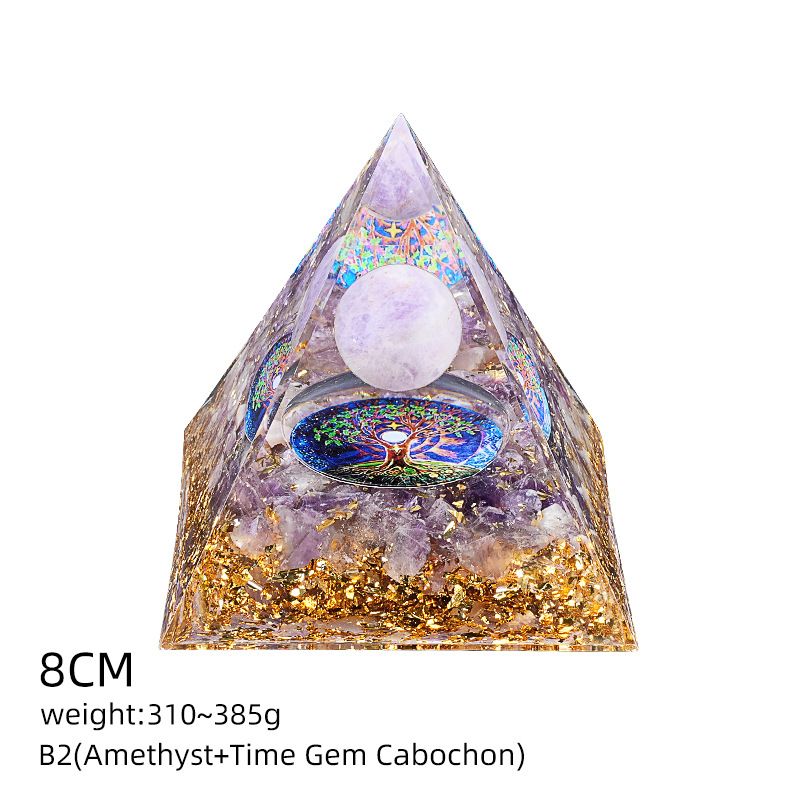 Pirâmide de cristal natural de 8cm Casa criativa europeia e americana Ornamento de mesa Yoga Resina de meditação Pirâmide de epóxi