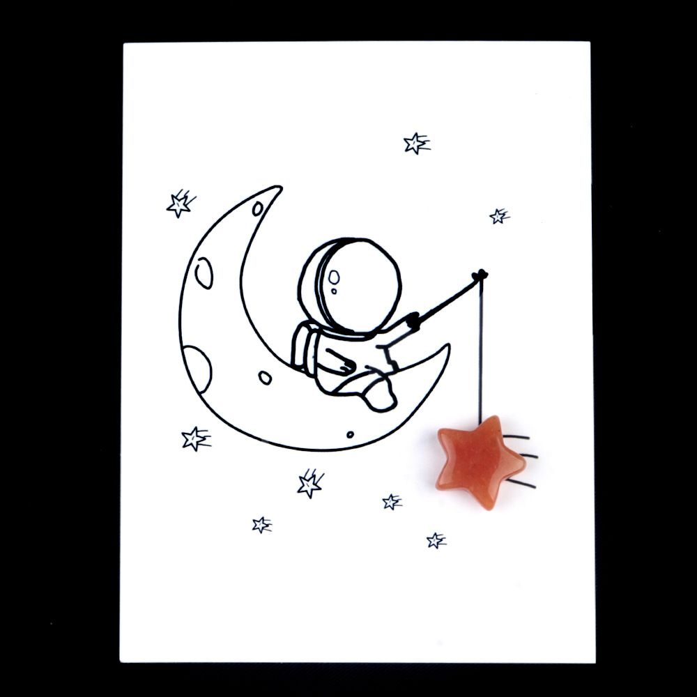 1817-Card Series 15mm Pentagrama Natural Crystal Agate Fun Card