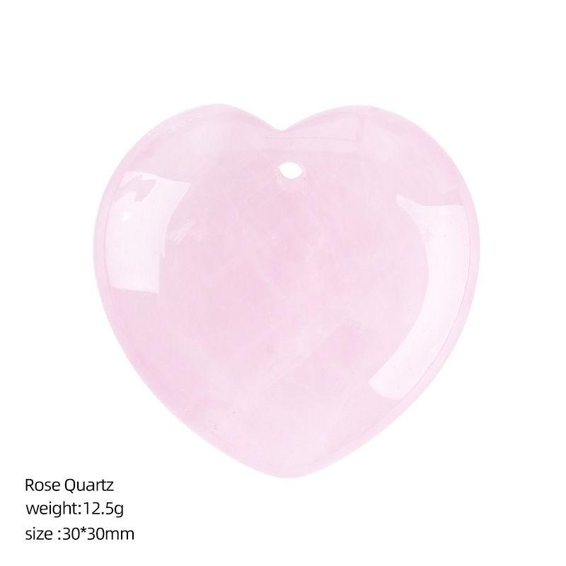 Pingente de amor de cristal natural perfurado de 30Mm, ágata gravada em forma de coração em pó de cristal de pêssego coração trançado colar acessórios