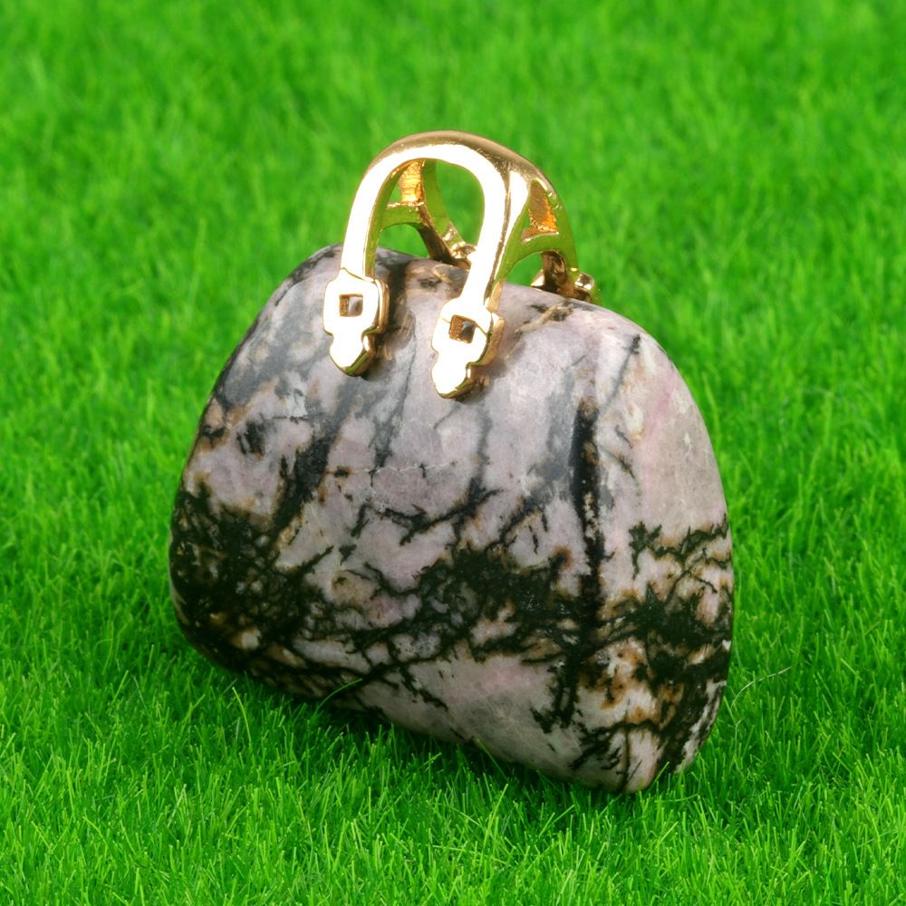 1710-Mini bolsa de pedra de cristal natural, pingente de ametista ins decoração de cristal em pó de vento criatividade